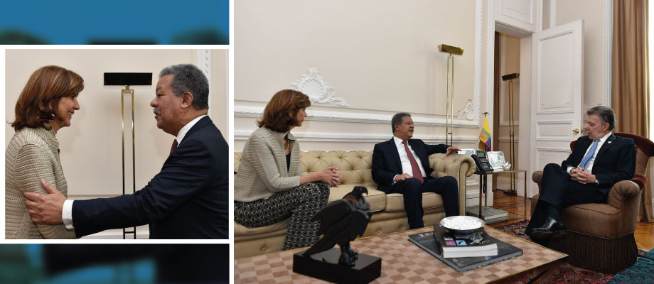 Para enterarse de avances de encuentros en Venezuela, Presidente Santos y Canciller Holguín se reunieron con el expresidente Leonel Fernández