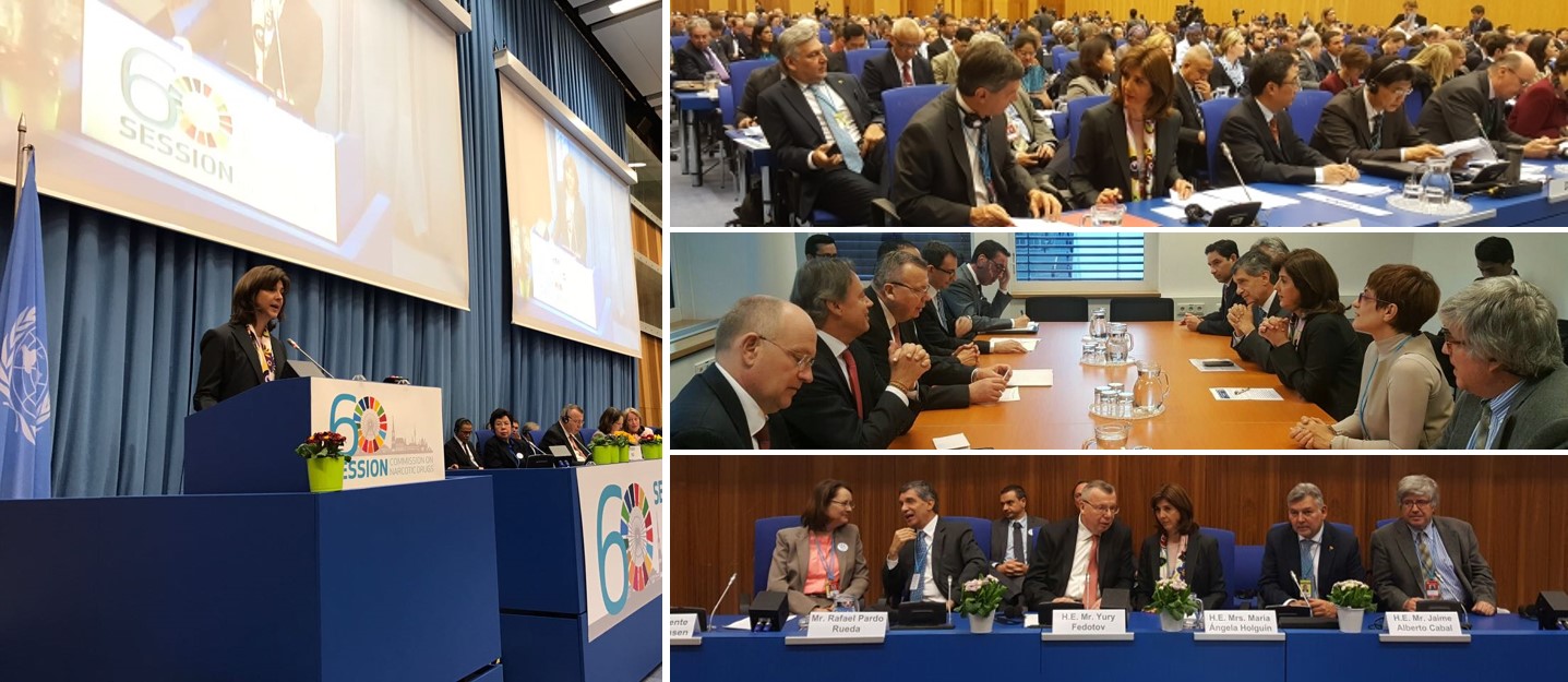 Participación de la Canciller Holguín en el segmento de alto nivel del 60º Período de Sesiones de la Comisión de Estupefacientes de las Naciones Unidas