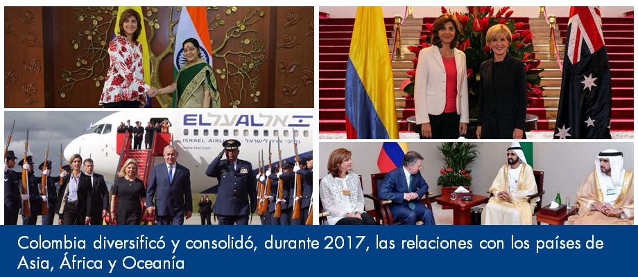 Colombia diversificó y consolidó en el 2017 las relaciones con los países de Asia, África y Oceanía