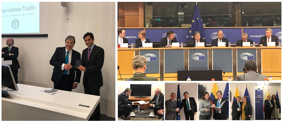 Con la entrega del Conpes a miembros del Parlamento y la Comisión Europea en Bélgica concluyó la gira del Canciller Carlos Holmes Trujillo, quien recibió el premio por fortalecer relación UE – América Latina