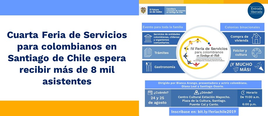 Cuarta Feria de Servicios para colombianos en Santiago de Chile espera recibir a más de 8 mil asistentes