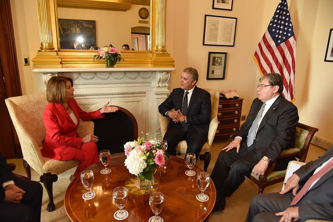 Canciller Carlos Holmes Trujillo acompañó al Presidente Duque en el diálogo que sostuvo con la Presidenta de la Cámara de Representantes de EE.UU., Nancy Pelosi, sobre la crisis política de Venezuela