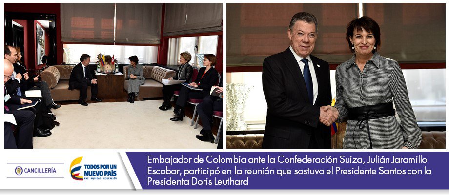 Embajador de Colombia ante la Confederación Suiza, Julián Jaramillo Escobar, participó en reunión que sostuvo el Presidente Santos con la Presidenta Doris Leuthard