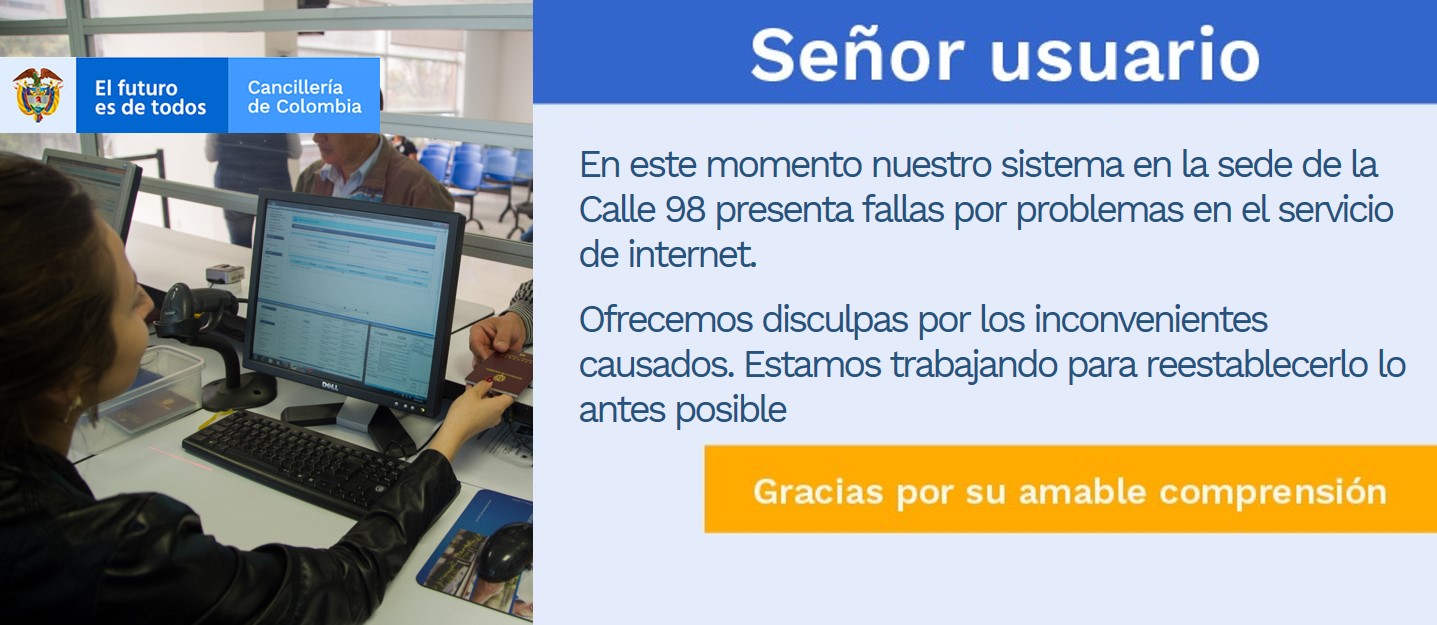 En este momento la sede de la Calle 98 presenta fallas en el sistema por problemas de internet afectando la realización de trámites y servicios