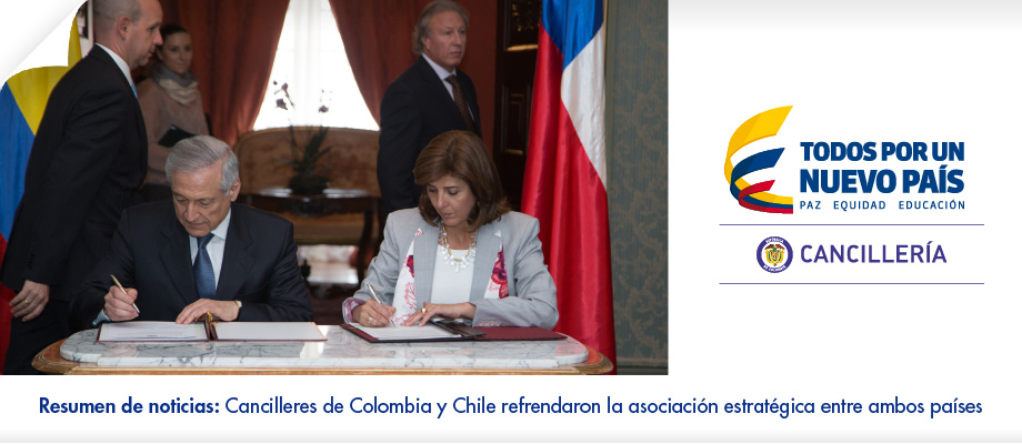 Resumen de noticias: Cancilleres de Colombia y Chile refrendaron la asociación estratégica entre ambos países