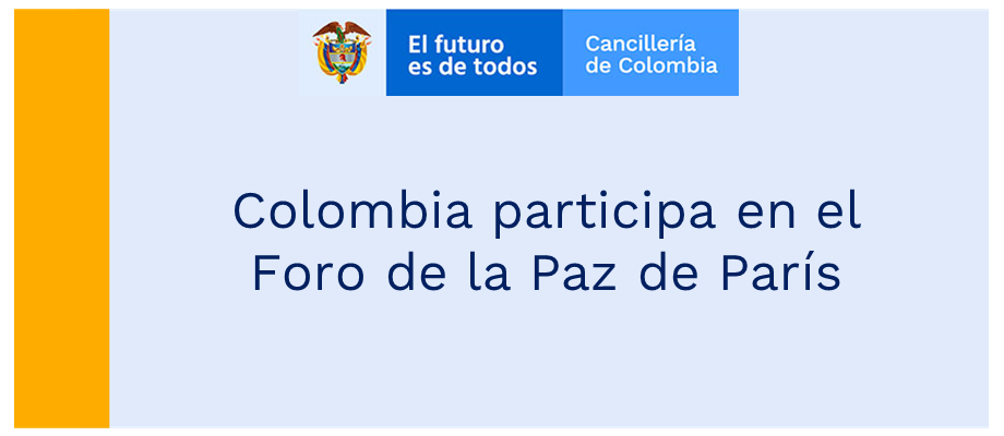 Colombia participa en el Foro de la Paz de París