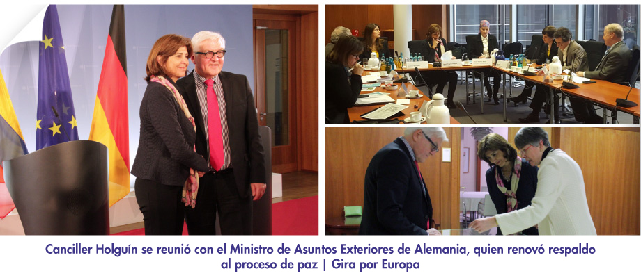 Canciller Holguín se reunió con el Ministro de Asuntos Exteriores de Alemania, quien renovó respaldo al proceso de paz | Gira por Europa
