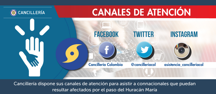 Cancillería dispone sus canales de atención para asistir a connacionales que puedan resultar afectados por el paso del Huracán María