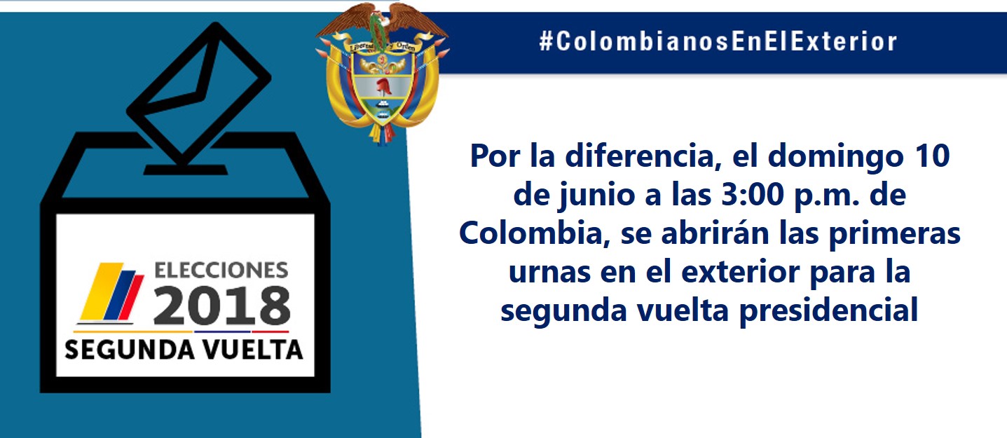 Por la diferencia, el domingo 10 de junio a las 3:00 p.m. de Colombia, se abrirán las primeras urnas en el exterior para la segunda vuelta presidencial