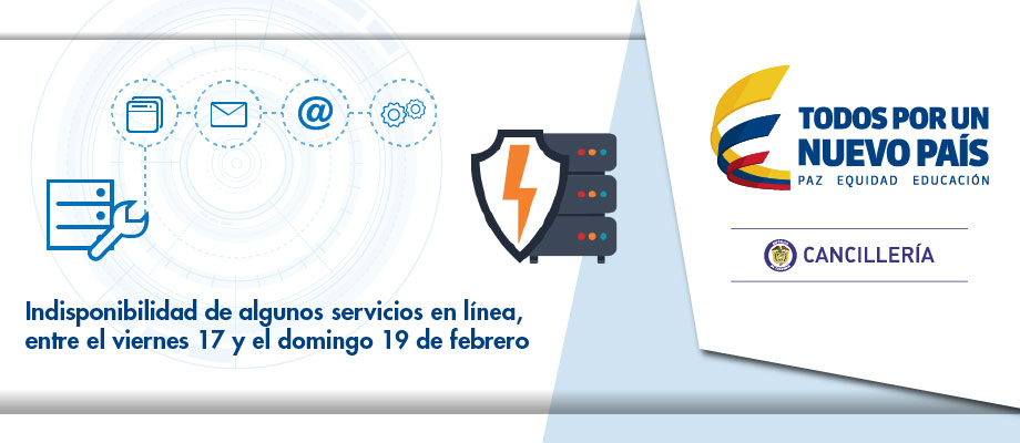 Indisponibilidad de servicios en línea, entre el viernes 17 y el domingo 19 de febrero