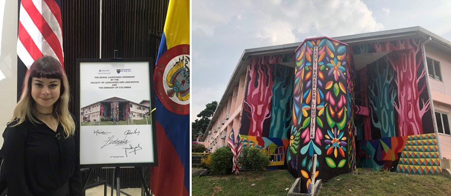 Universidad nacional de malasia rindió homenaje a la obra “Hábitat de lenguajes” de la muralista colombiana Ledania