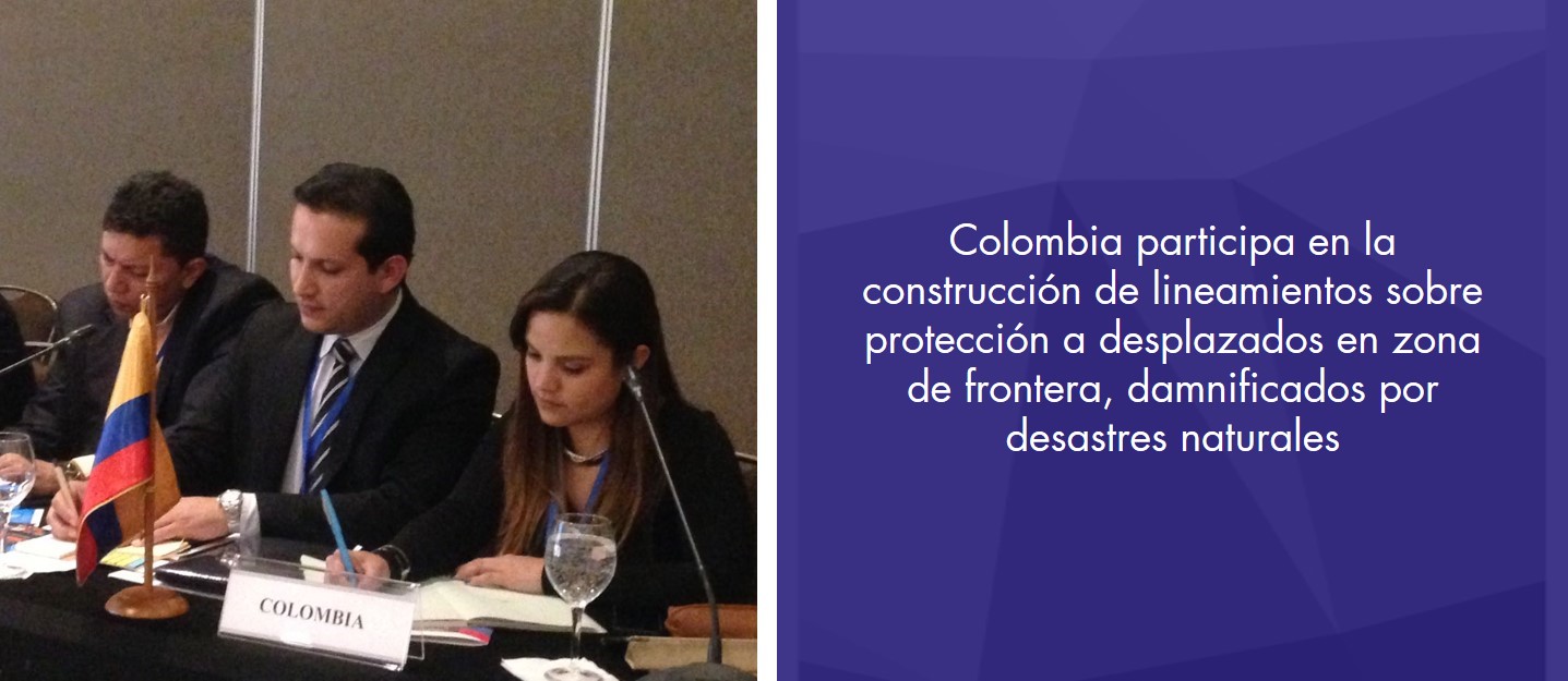 Colombia participa en la construcción de lineamientos sobre protección a desplazados en zona de frontera, damnificados por desastres naturales