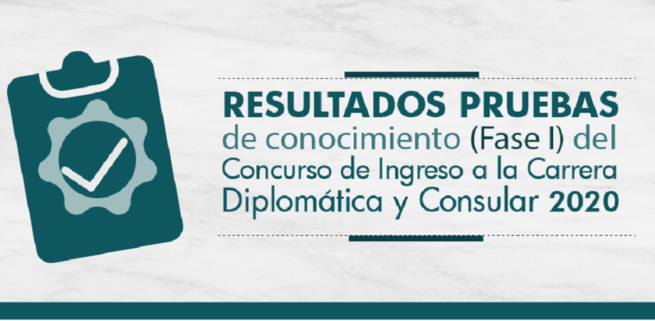 Resultados pruebas de conocimiento (Fase I) del Concurso del Ingreso a la Carrera Diplomática y Consular 2020