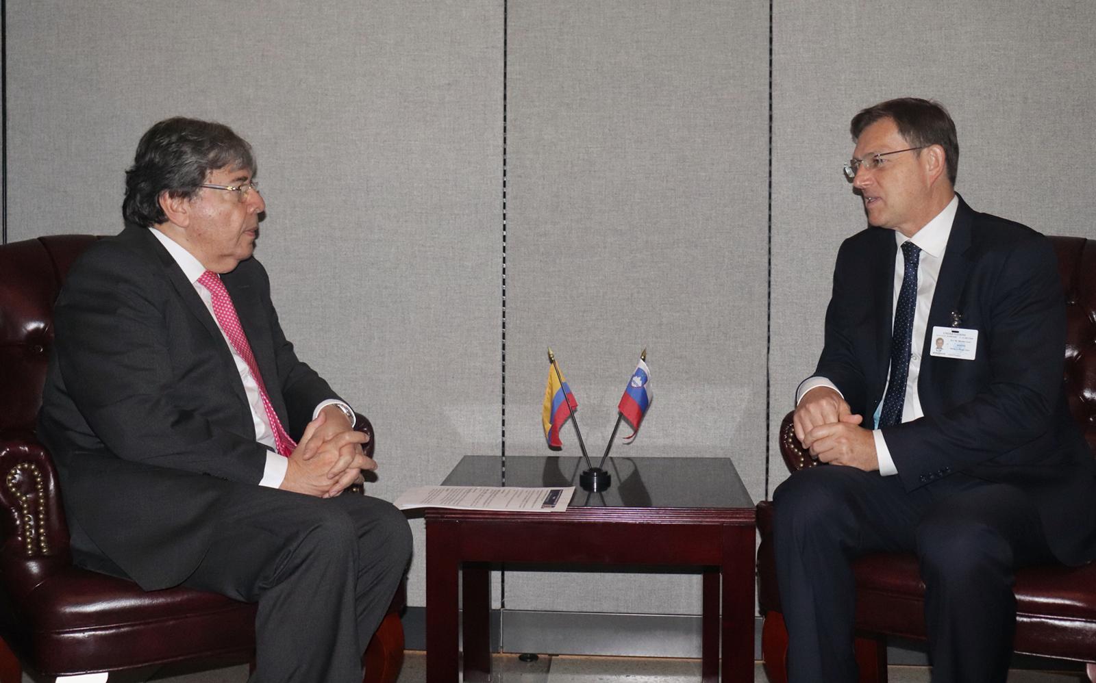 Ministros de Relaciones Exteriores de Colombia y Eslovenia sostuvieron encuentro bilateral en el marco de Asamblea General de las Naciones Unidas