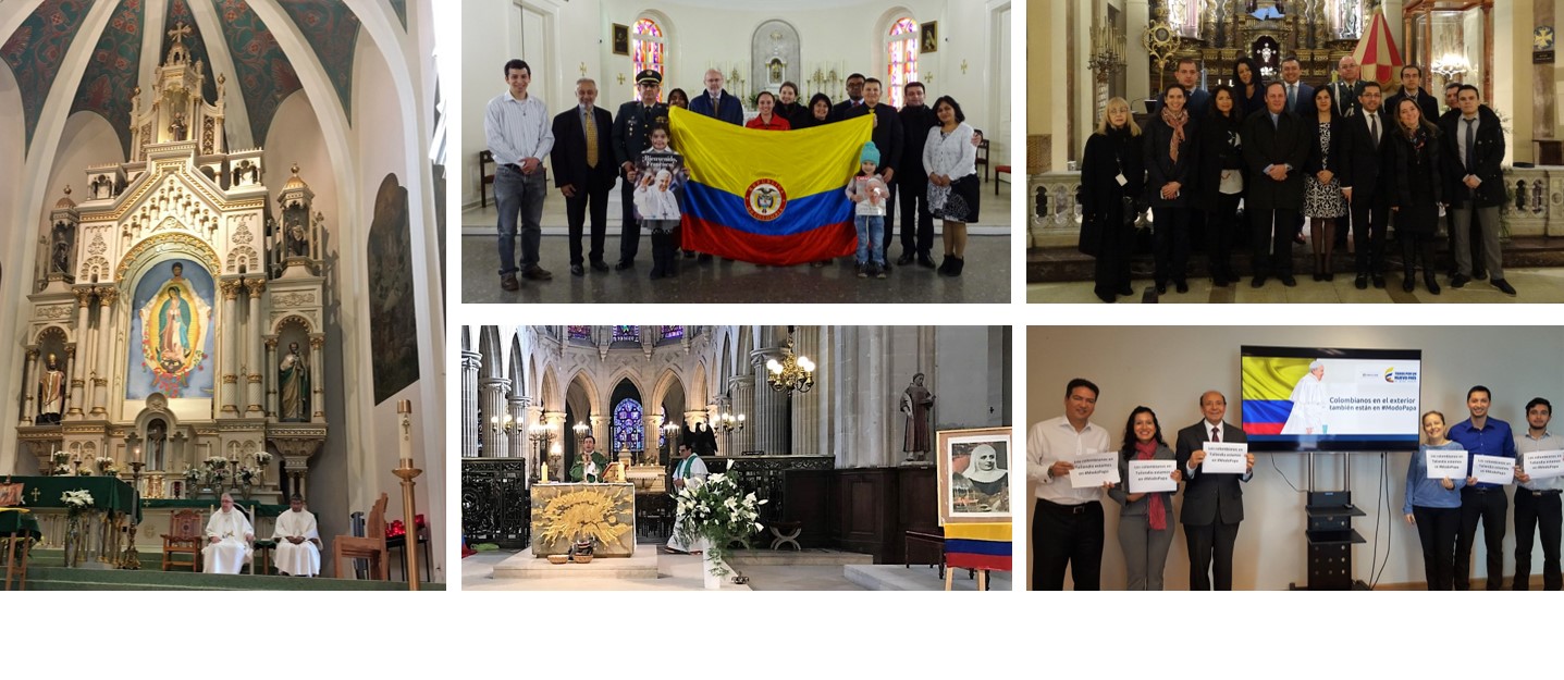 Embajadas y consulados de Colombia organizaron eventos para aquellos connacionales que quisieron compartir la visita del Papa Francisco junto a otros colombianos en el exterior 