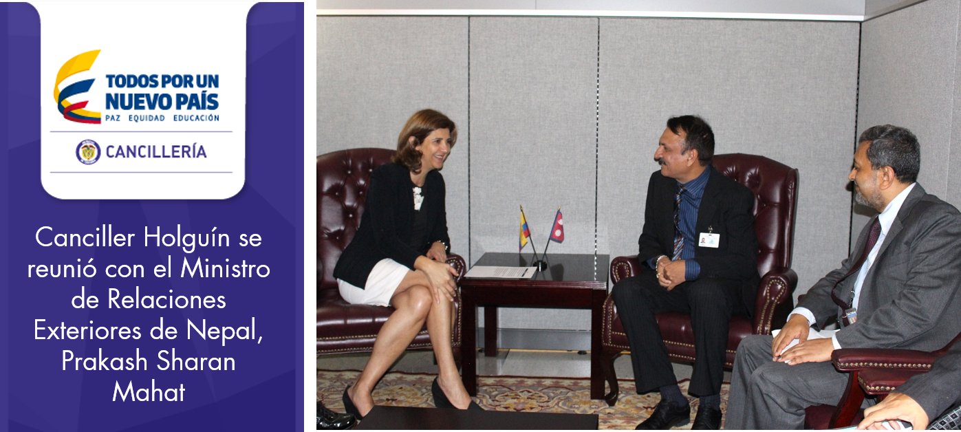 Canciller Holguín se reunió con Ministro de Relaciones Exteriores de Nepal, Prakash Sharan Mahat