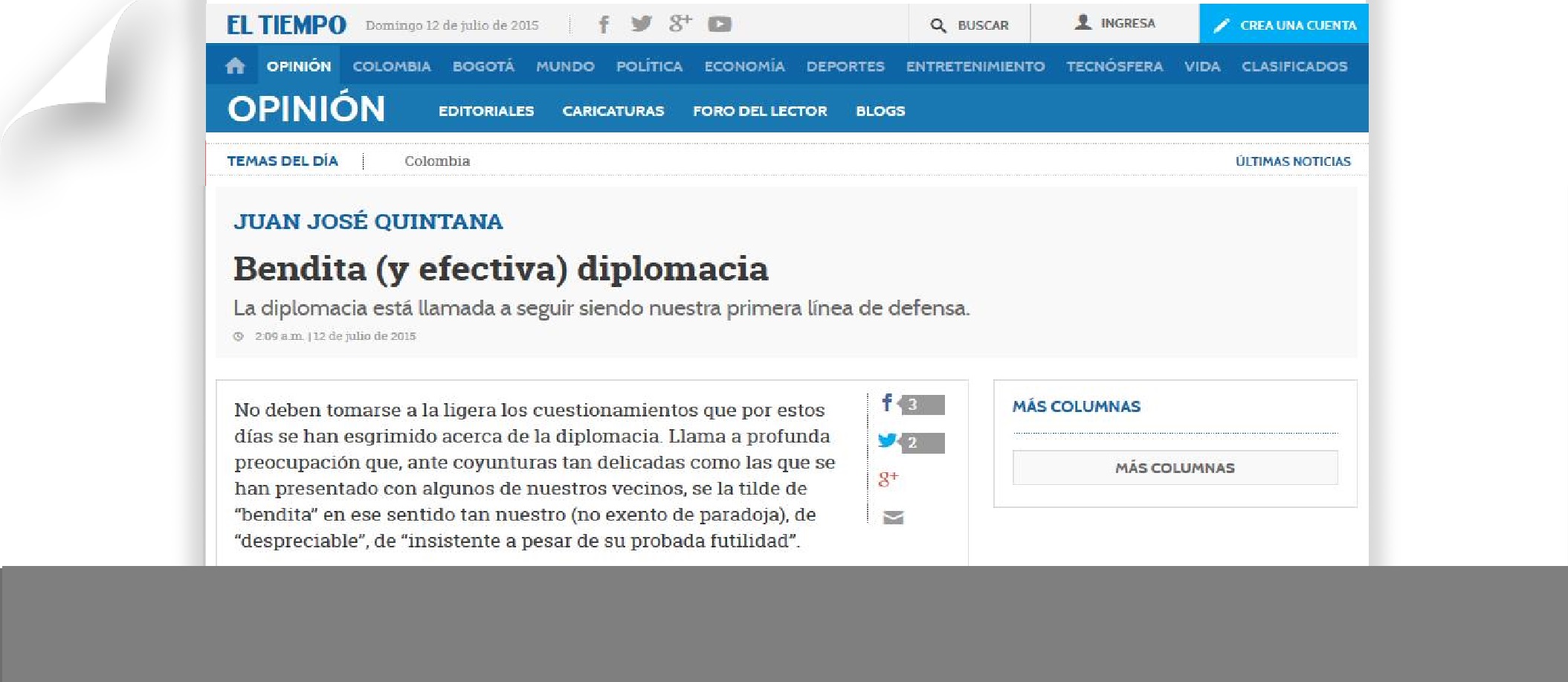 Columna Embajadores de Colombia en La Haya, Montevideo y Moscú