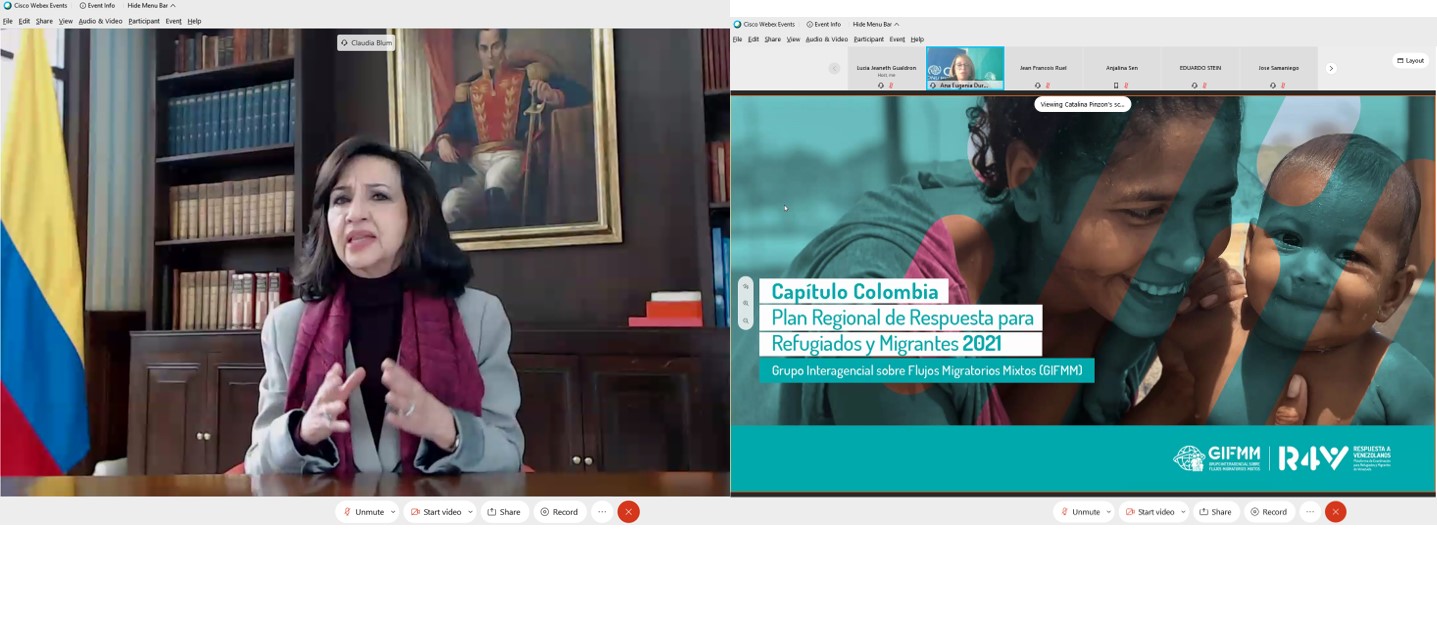 La Cancillería dio apertura al lanzamiento del Capítulo Colombia del Plan Regional de Respuesta para Refugiados y Migrantes de Venezuela 2021