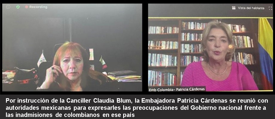 Por instrucción de la Canciller Claudia Blum, la Embajadora Patricia Cárdenas se reunió con autoridades mexicanas para expresarles las preocupaciones del Gobierno nacional frente a las inadmisiones de colombianos