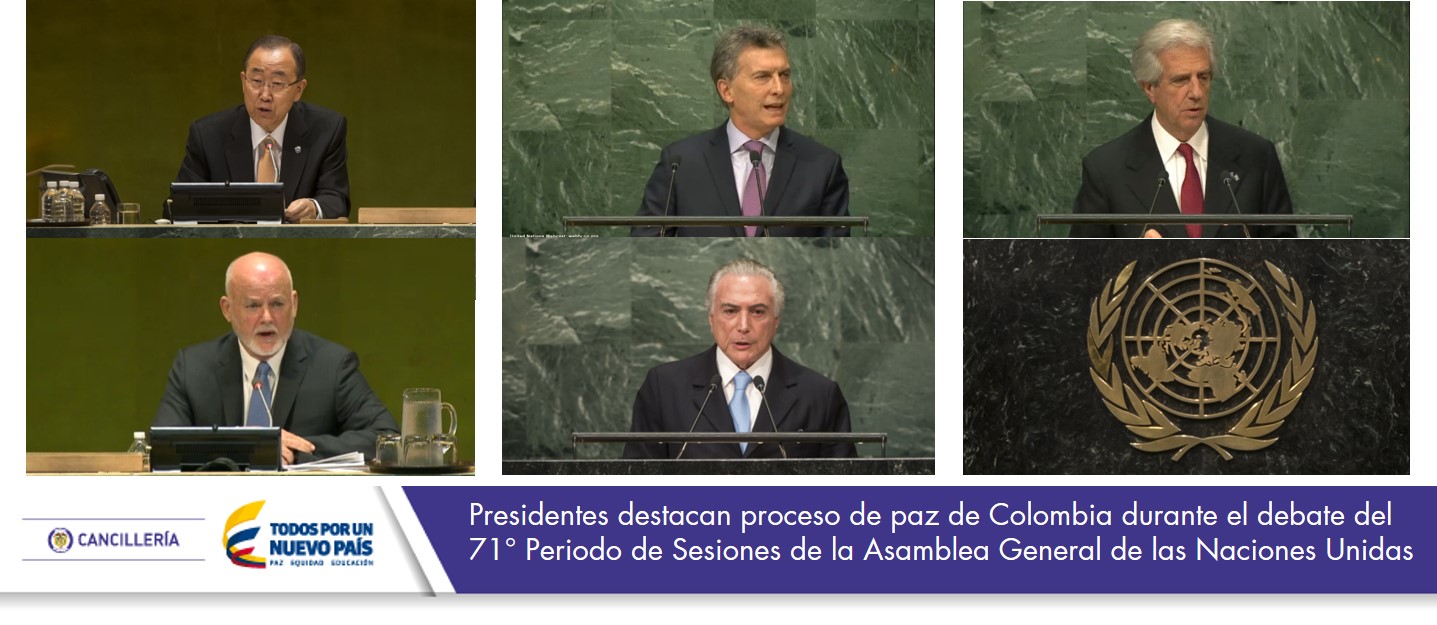 Presidentes destacan proceso de paz de Colombia durante el debate del 71° Periodo de Sesiones de la Asamblea General de las Naciones Unidas