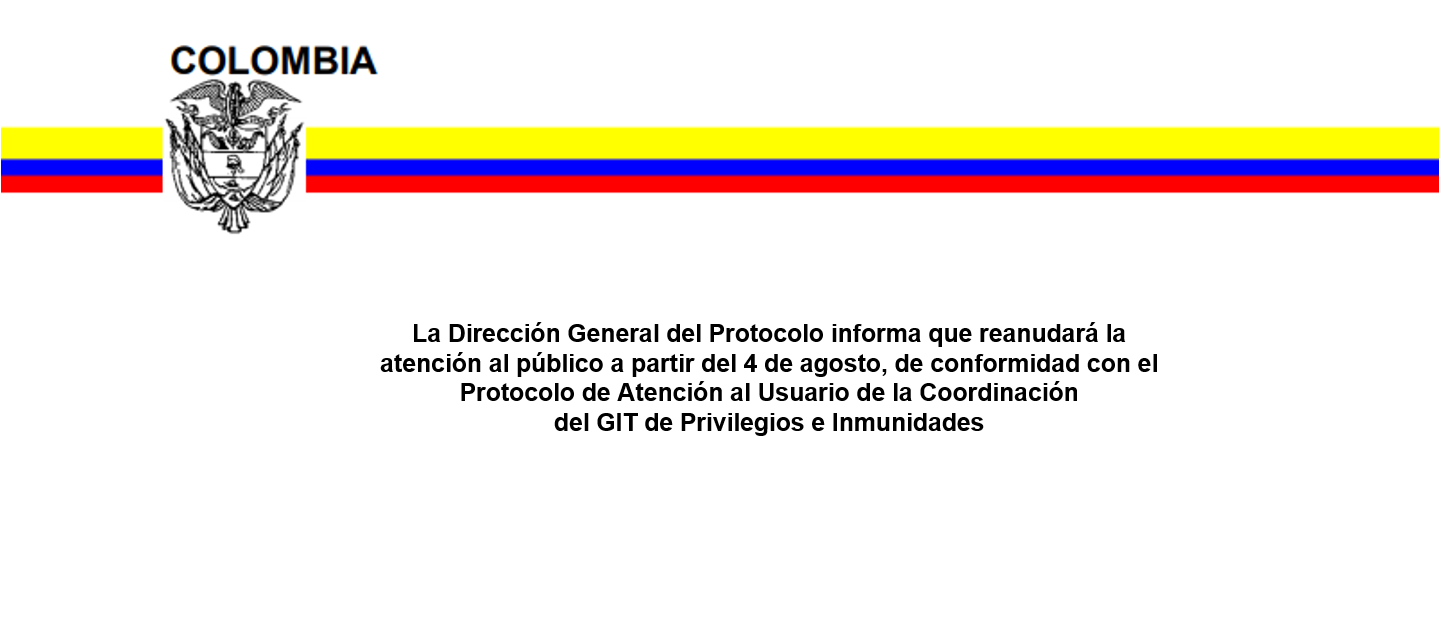 Protocolo de atención a usuarios que hacen parte del cuerpo diplomático acreditado en Colombia