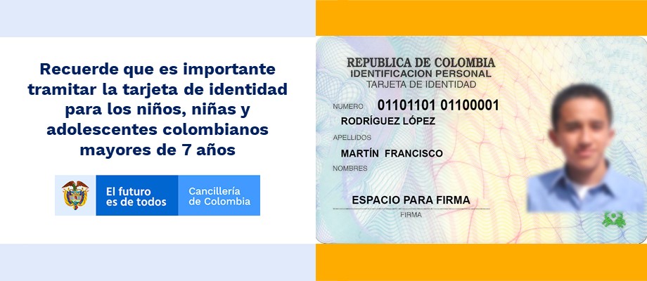Recuerde que es importante tramitar la tarjeta de identidad para los niños, niñas y adolescentes colombianos mayores de siete años