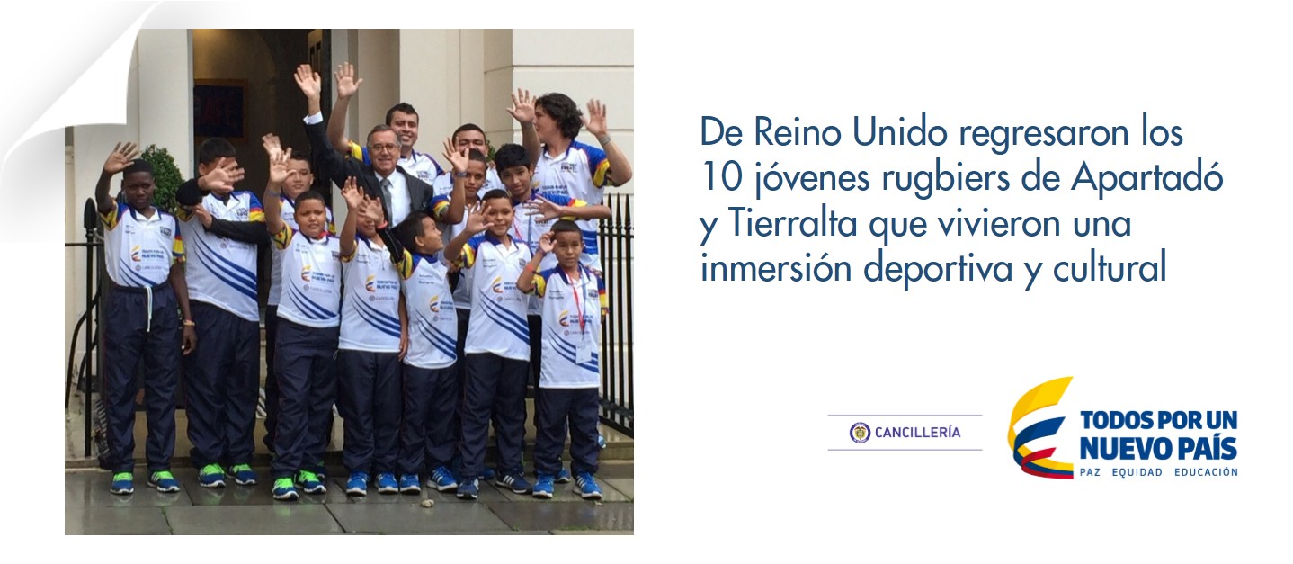 De Reino Unido regresaron los 10 jóvenes rugbiers de Apartadó y Tierralta que vivieron una inmersión deportiva y cultural