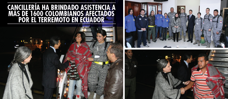 Alt: Cancillería ha brindado asistencia a más de 1600 colombianos afectados por el terremoto en Ecuador