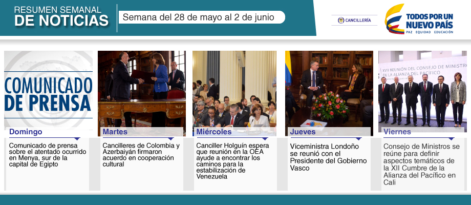 Resumen de noticias del 28 de mayo al 2 de junio