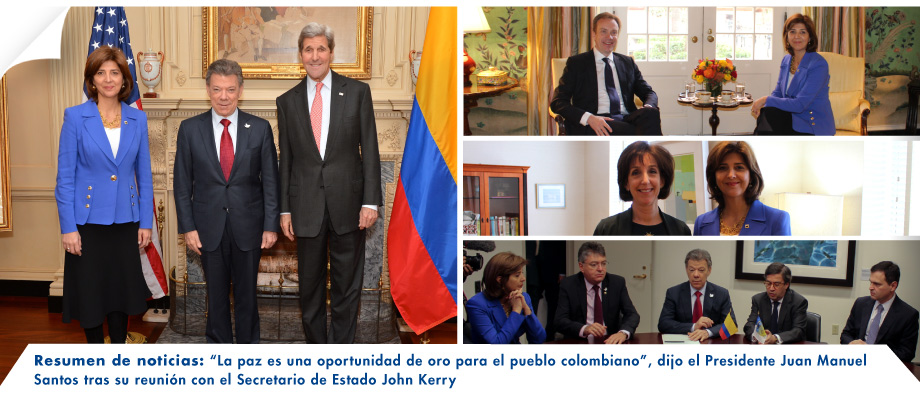 Resumen de noticias: “La paz es una oportunidad de oro para el pueblo colombiano”, dijo el Presidente Juan Manuel Santos tras su reunión con el Secretario de Estado John Kerry