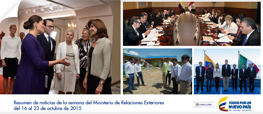 Resumen de noticias de la semana del Ministerio de Relaciones Exteriores, del 19 al 23 de octubre de 2015