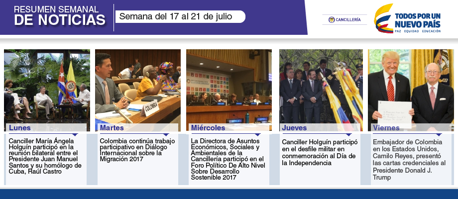 Resumen semanal de noticias del 17 al 21 de julio de 2017