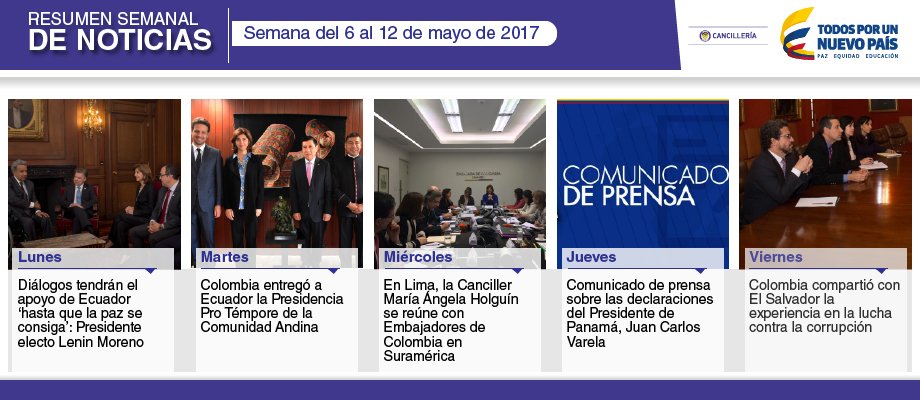 Resumen de noticias del 6 al 12 de mayo de 2017