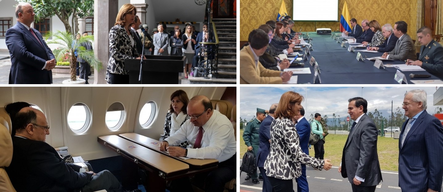 La Canciller y el Ministro de Defensa de Colombia se reunieron en Quito con sus homólogos en el mecanismo de diálogo 3+2 como parte de la cooperación entre ambas naciones