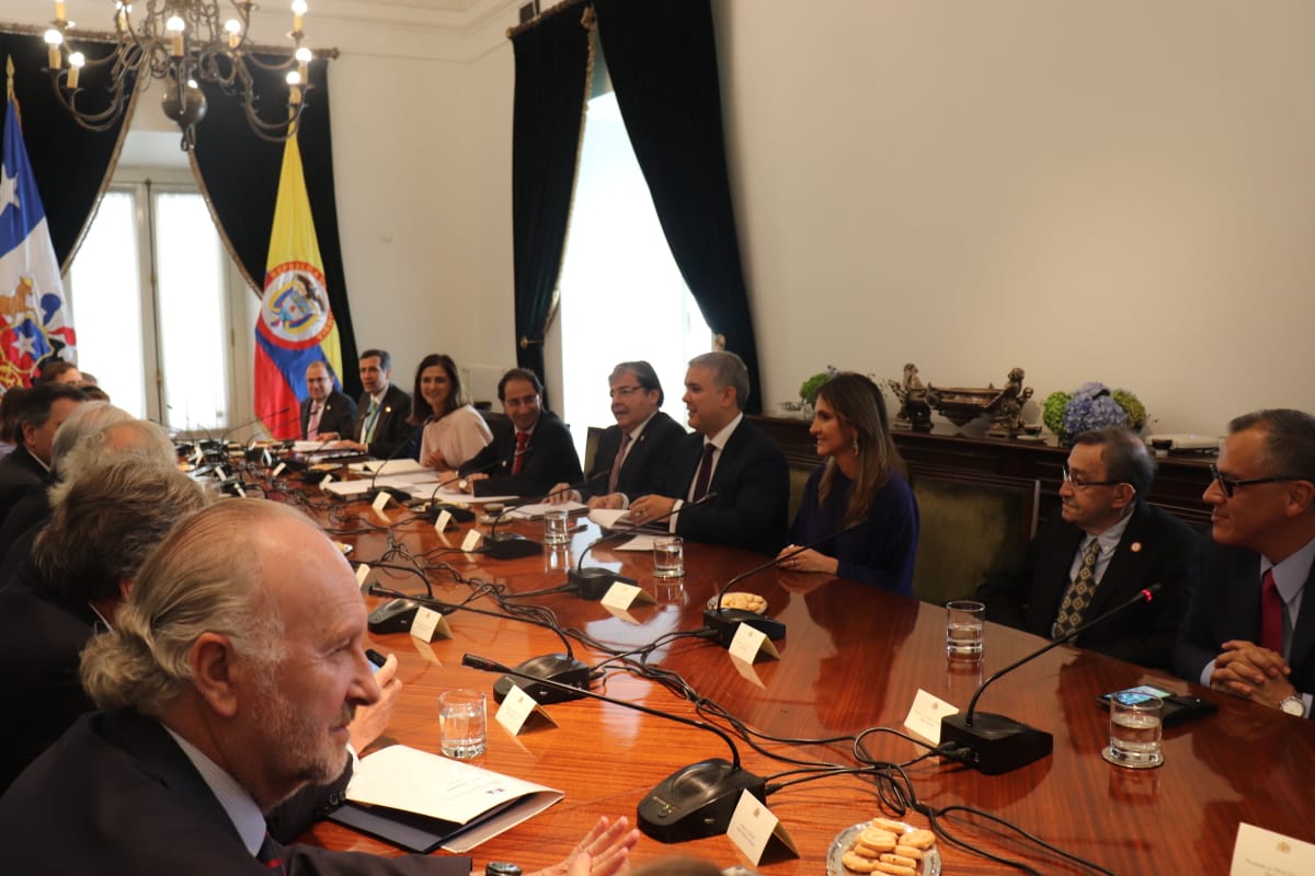 Presidentes de Colombia y Chile, Iván Duque Márquez y Sebastián Piñera, encabezaron una reunión ampliada en compañía de sus delegaciones