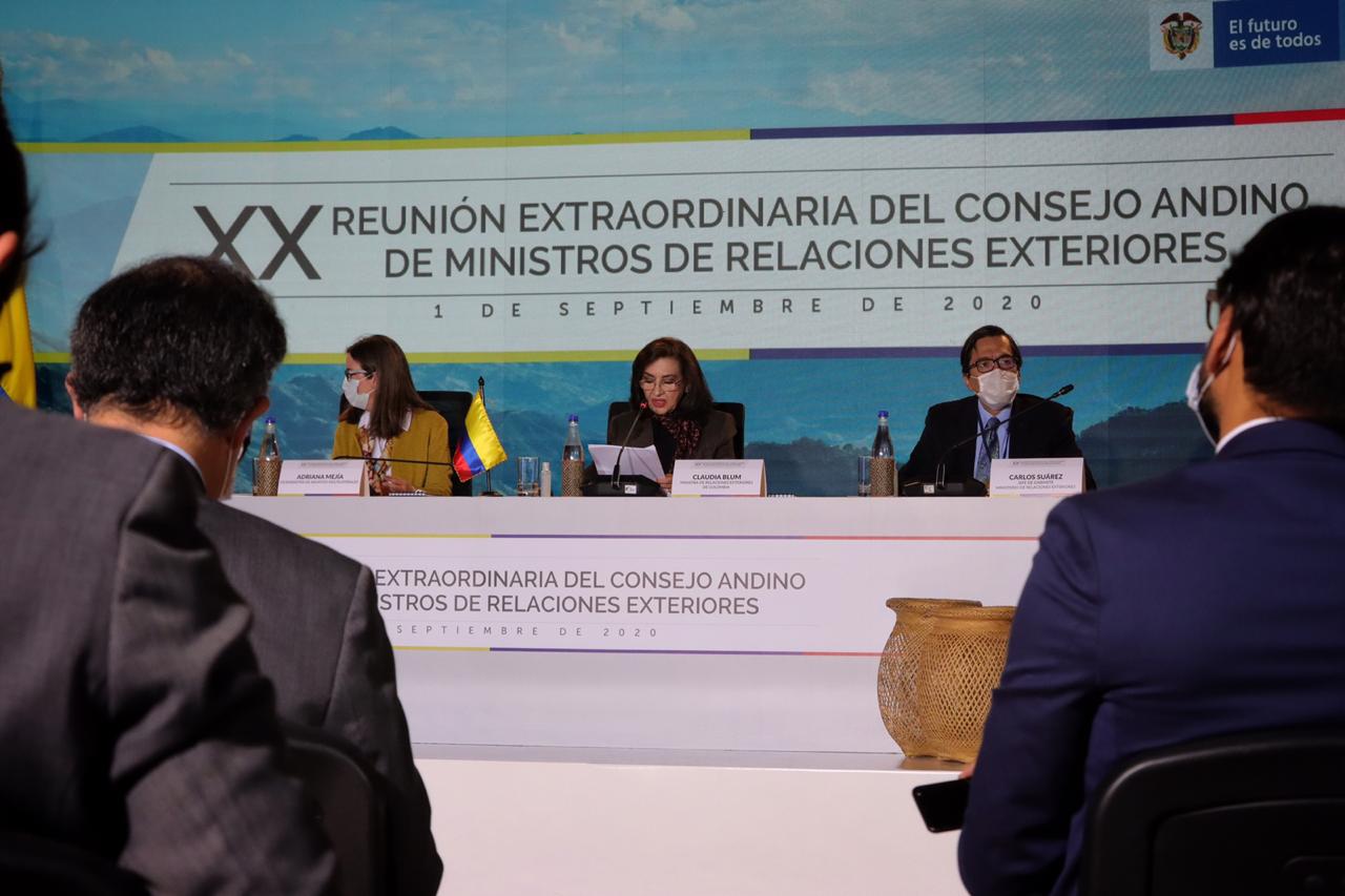 Canciller Claudia Blum presidió la XX Reunión Extraordinaria del Consejo Andino de Ministros de Relaciones Exteriores, en el marco de la Presidencia Pro Tempore de Colombia en la Comunidad Andina