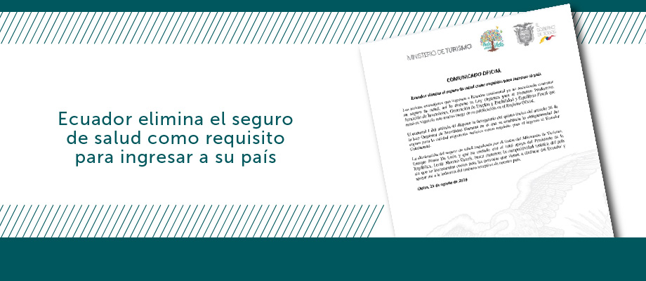 Ecuador elimina el seguro de salud como requisito para ingresar a su país