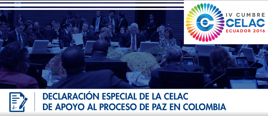 Alt Declaración Especial de la Celac de apoyo al proceso de paz en Colombia
