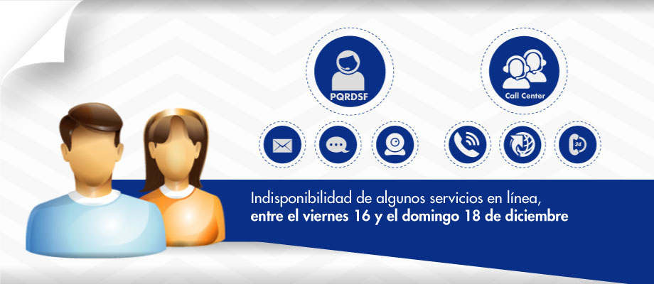 Indisponibilidad de servicios en línea, entre el viernes 16 y el domingo 18 de diciembre