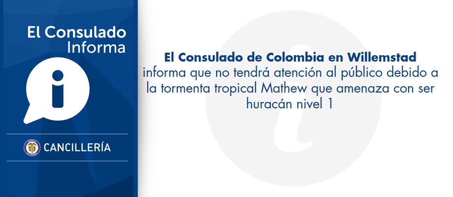 El consulado de Colombia no tendrá atención al público debido a  tormenta tropical Mathew 