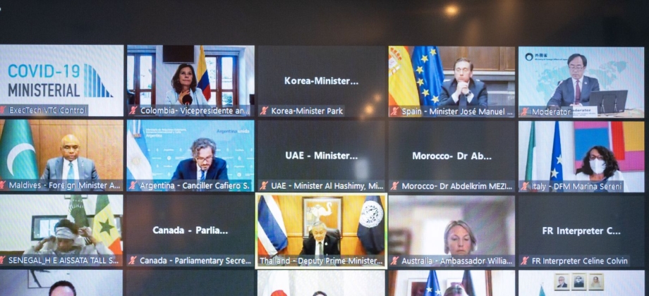 Colombia como uno de los tres países latinoamericanos que participan en Reunión Ministerial del Plan de Acción Global sobre COVID-19 liderada por Estados Unidos y Japón