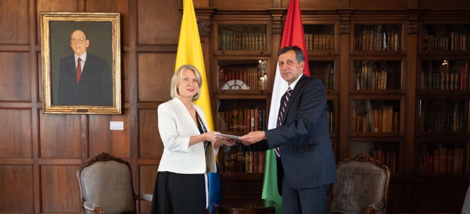 Viceministro de Relaciones Exteriores, Francisco Echeverri, recibió copia de las cartas credenciales de la nueva Embajadora de Hungría en Colombia, Anna Zsófia Villegas-Vitézy.