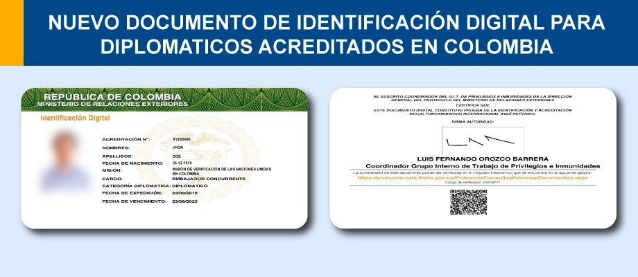 Cancillería implementa nuevos documentos digitales de identificación para los diplomáticos acreditados ante el Gobierno de Colombia