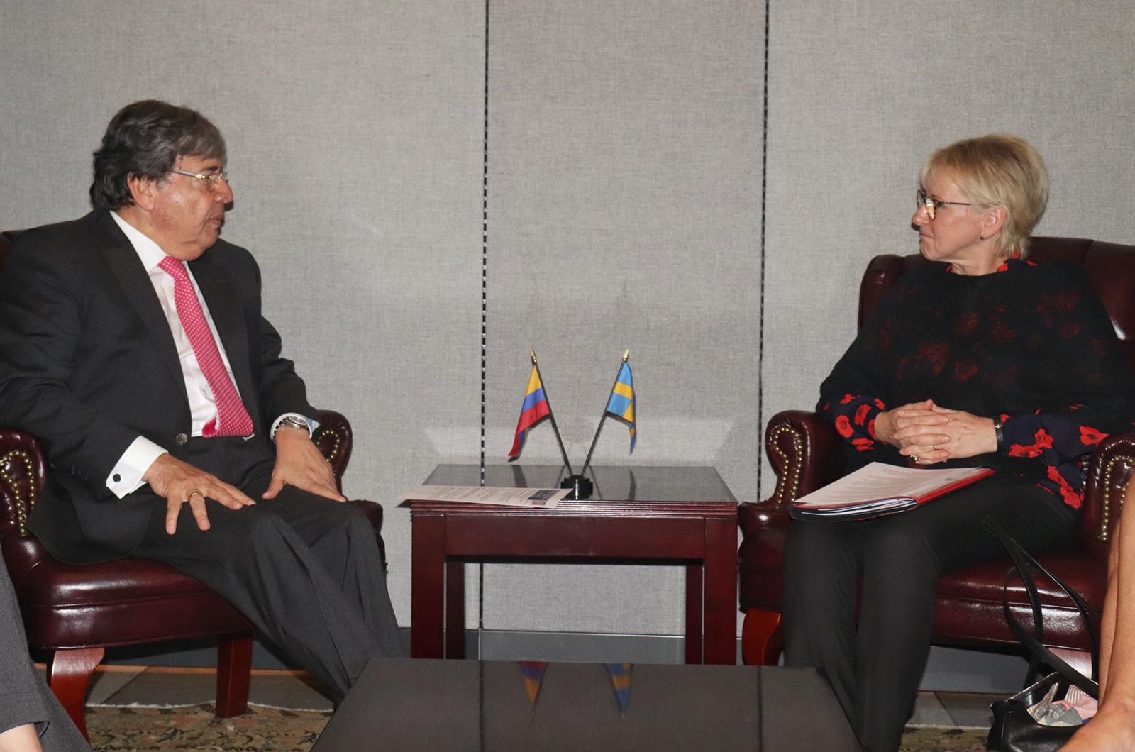 Cancilleres de Colombia y Suecia tuvieron su primera reunión bilateral