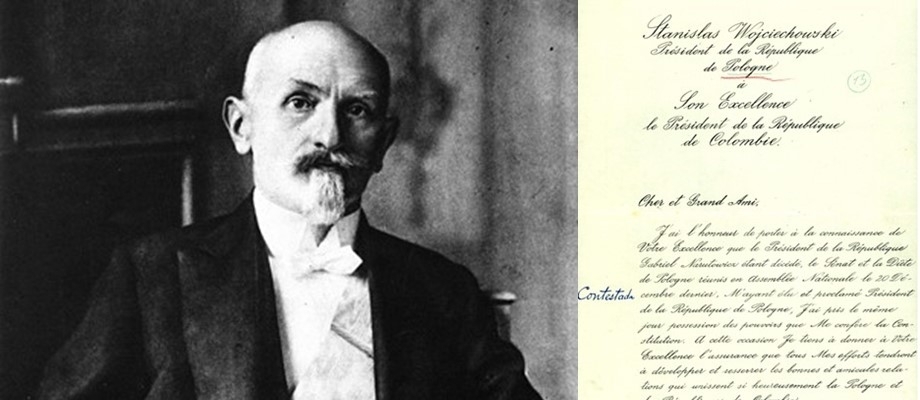 En los archivos de la Cancillería: Carta del presidente Stanisław Wojciechowski a Colombia en 1922