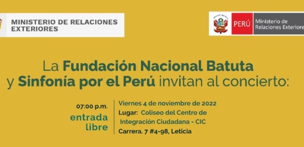 Los Ministerios de Relaciones Exteriores de Colombia y Perú, la Fundación Nacional Batuta y Sinfonía por el Perú hacen posibles dos conciertos en la Amazonía para promover la integración fronteriza