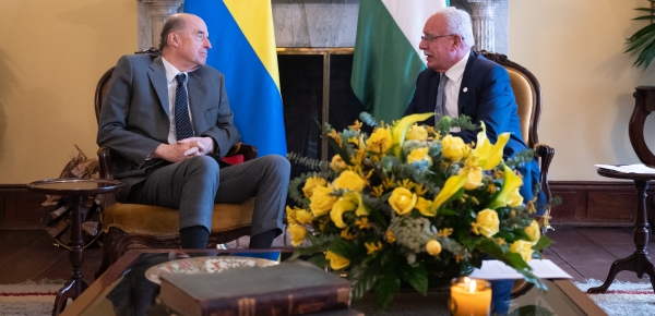 Ministro de Relaciones Exteriores de Colombia, Álvaro Leyva, recibió al Ministro de Asuntos Exteriores y Expatriados de Palestina